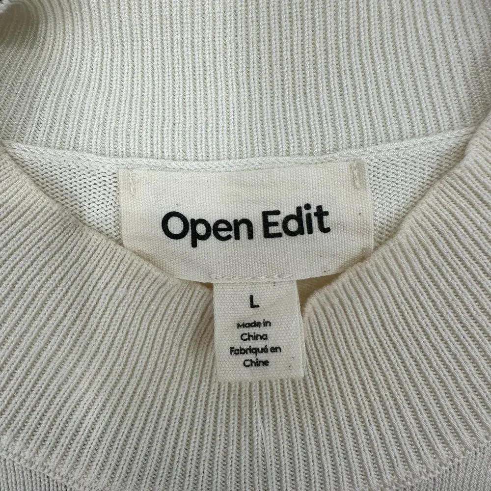 Open Edit Mock Neck Dolman Cap Sleeve Ivory Ribbed Blouse Womens Large - Picture 6 of 6